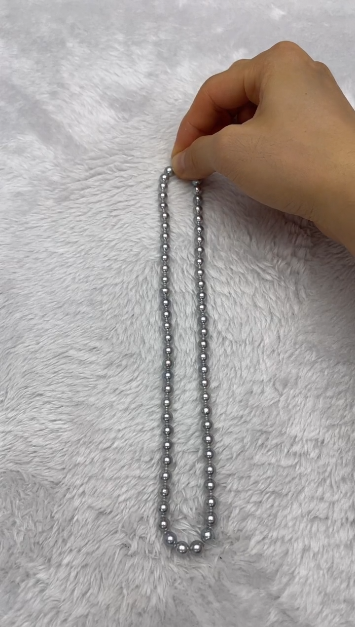 项链银S925镶嵌海水珍珠AK真多麻6-6.5mm