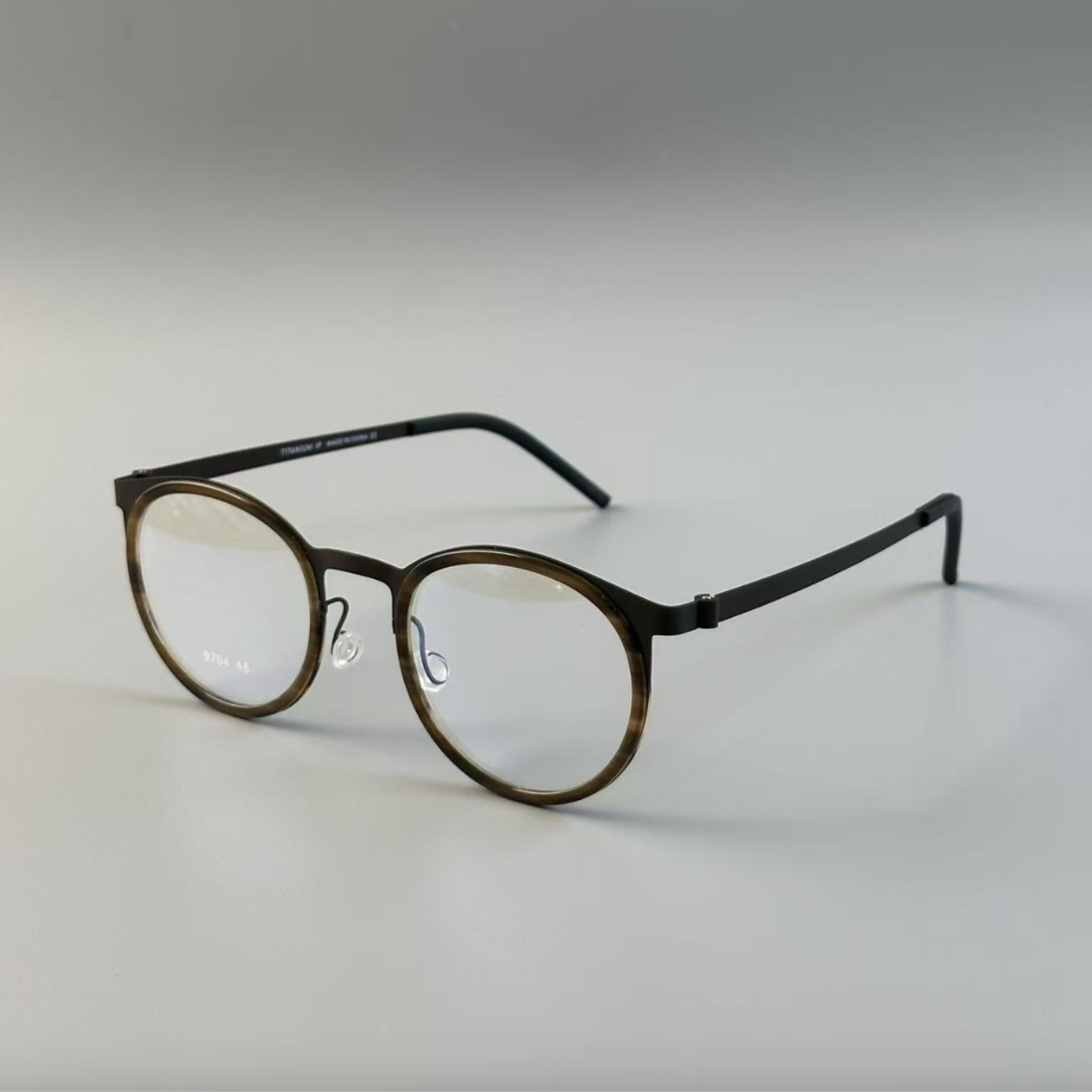 「9704」时尚超轻钛架可配近视纯钛眼镜近视镜圆框圆形平光镜男黑框