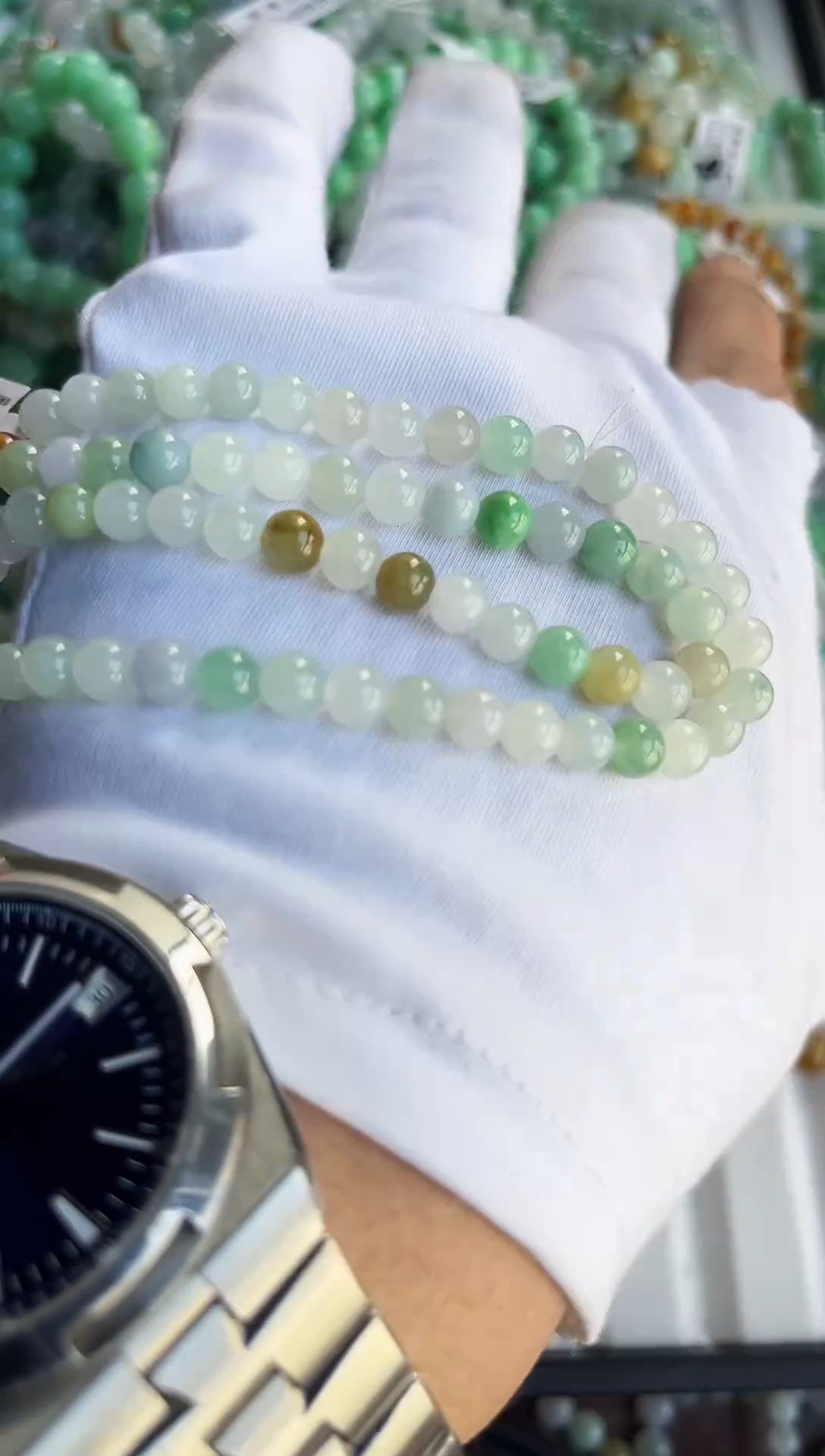 散珠翡翠翡翠手串卡6+  66颗