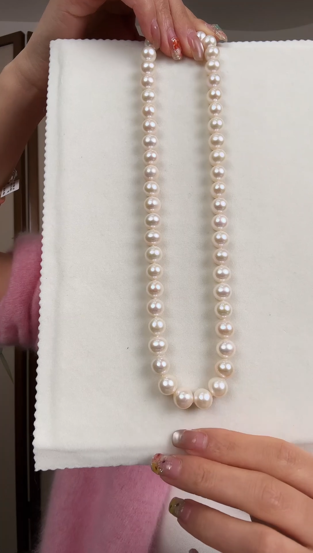 项链银S925镶嵌淡水珍珠银款淡水爱迪生珍珠项链8-9mm