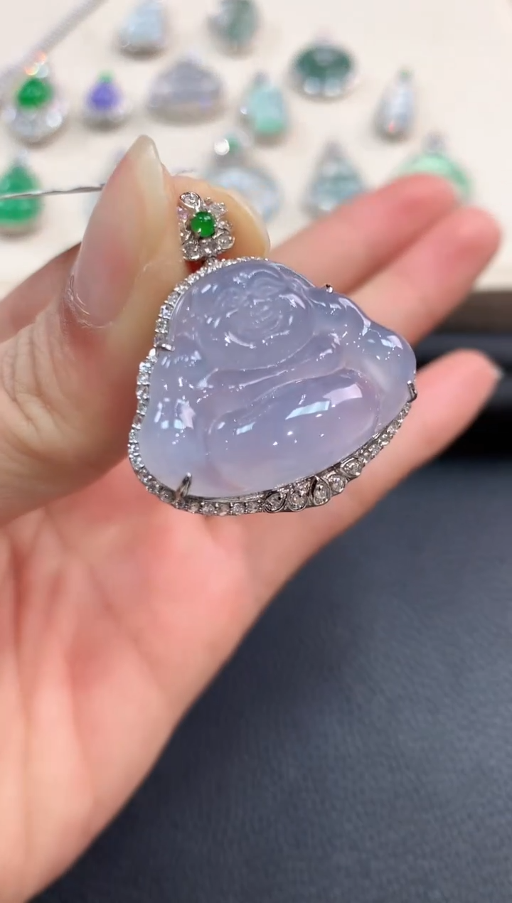 【闪购商品】翡翠吊坠(不含链)18K金镶嵌b99有色差