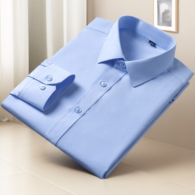 1027男士秋款纯色长袖衬衫   天蓝色