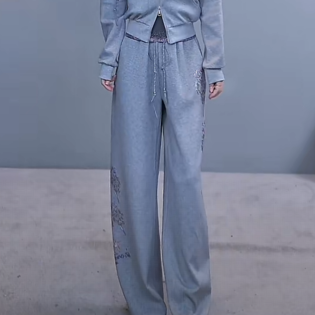 TCH（单件裤子）私服秋款烫钻工艺时尚百搭休闲裤子女轻奢tch