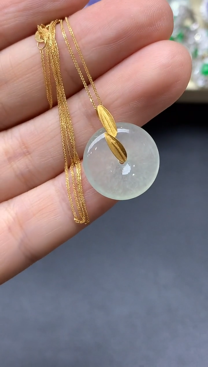 颈饰18K金镶嵌翡翠447-中国好珍宝