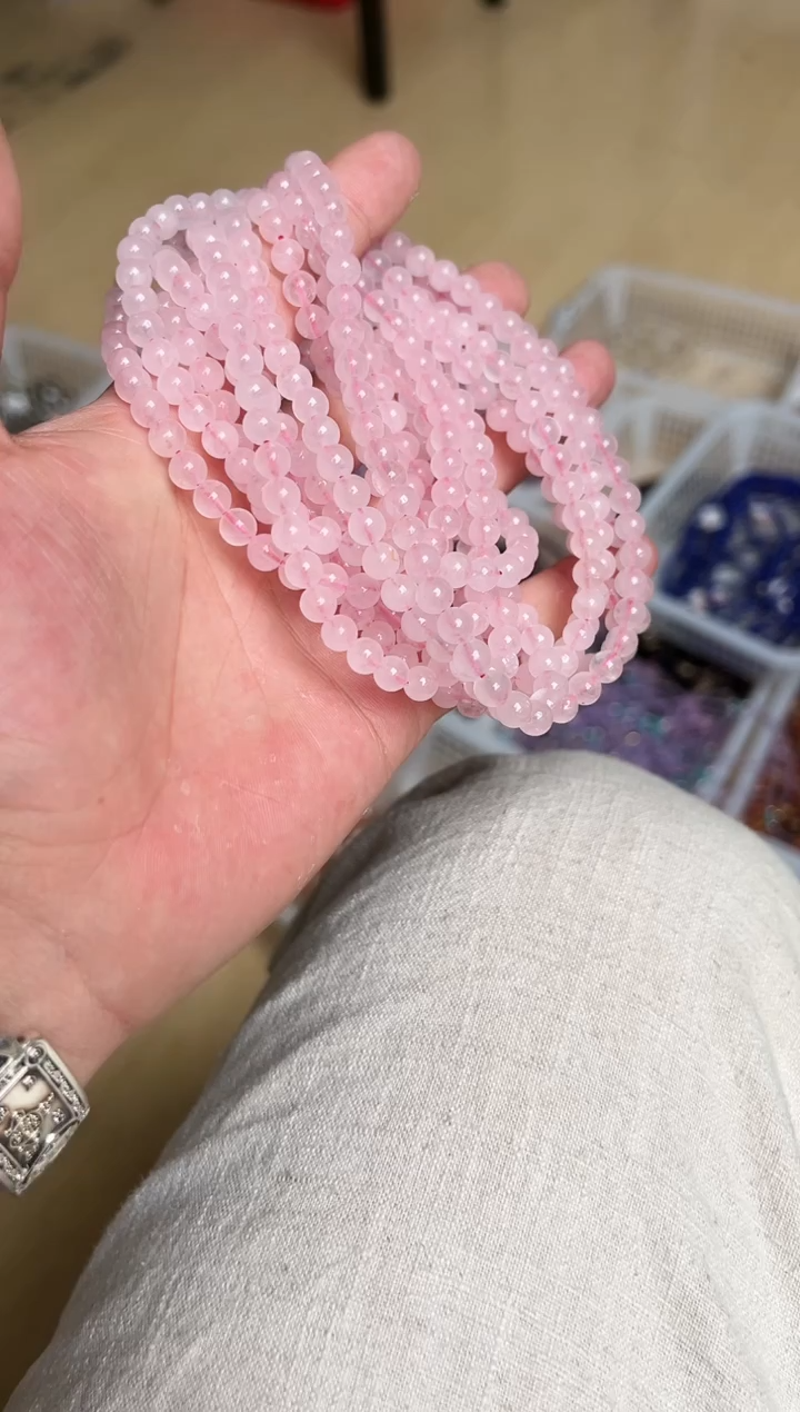 水晶手链未镶嵌粉晶多圈手链 卡6 多样性发一