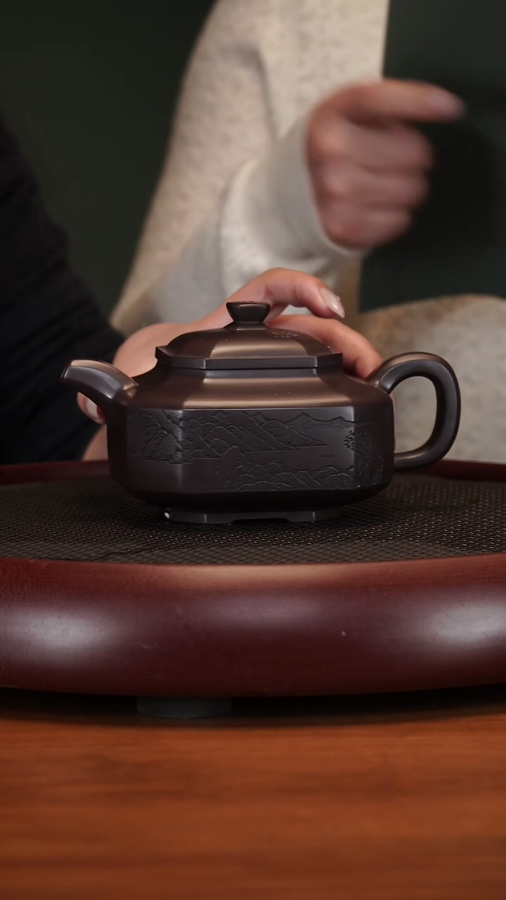 【闪购商品】紫砂茶壶2-28LCHSJH矮八方百目紫泥