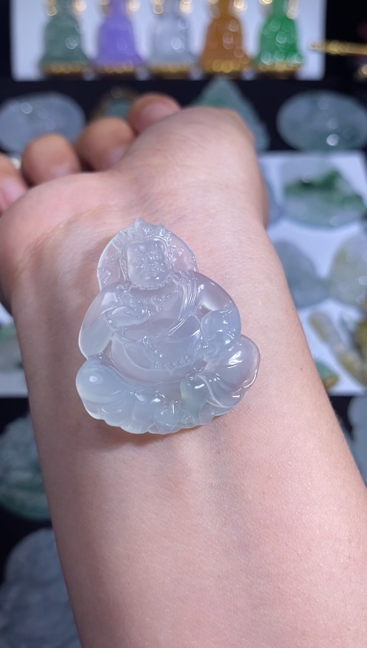 颈饰未镶嵌翡翠天然缅甸A货翡翠 黄财神吊坠 梦之工