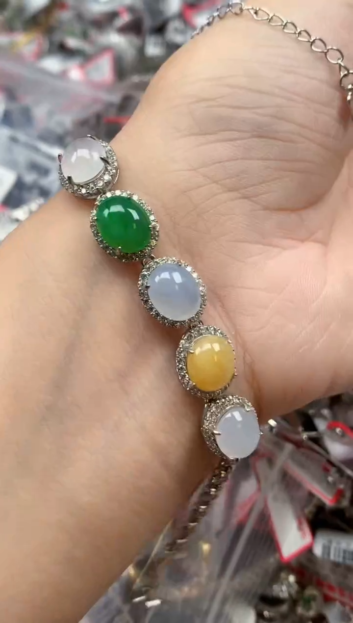 银S925镶嵌戒指翡翠天然A货缅甸翡翠