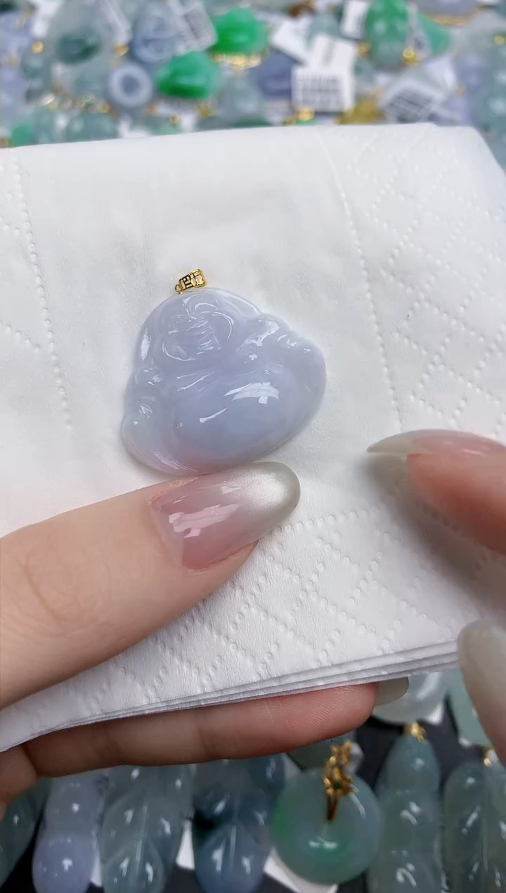 【闪购商品】翡翠颈饰18K金镶嵌天然缅甸翡翠A货
