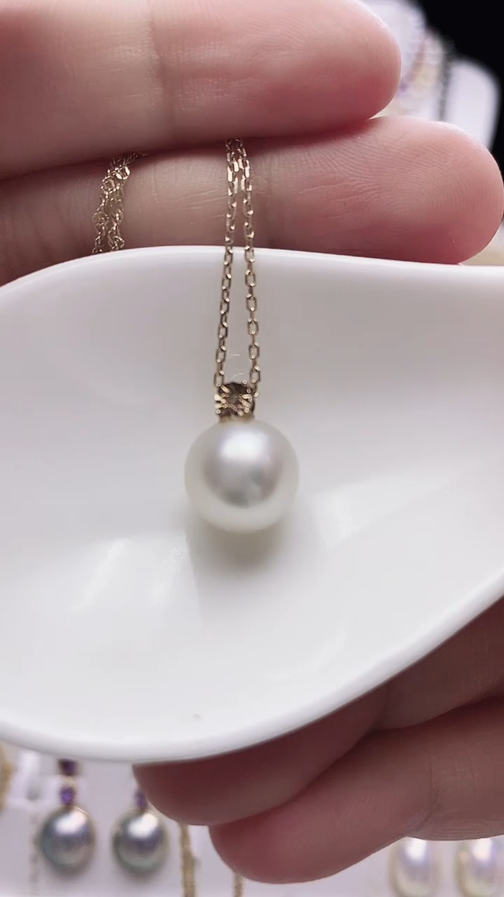 【闪购商品】海水珍珠颈饰18K金镶嵌海水澳白珍珠吊坠