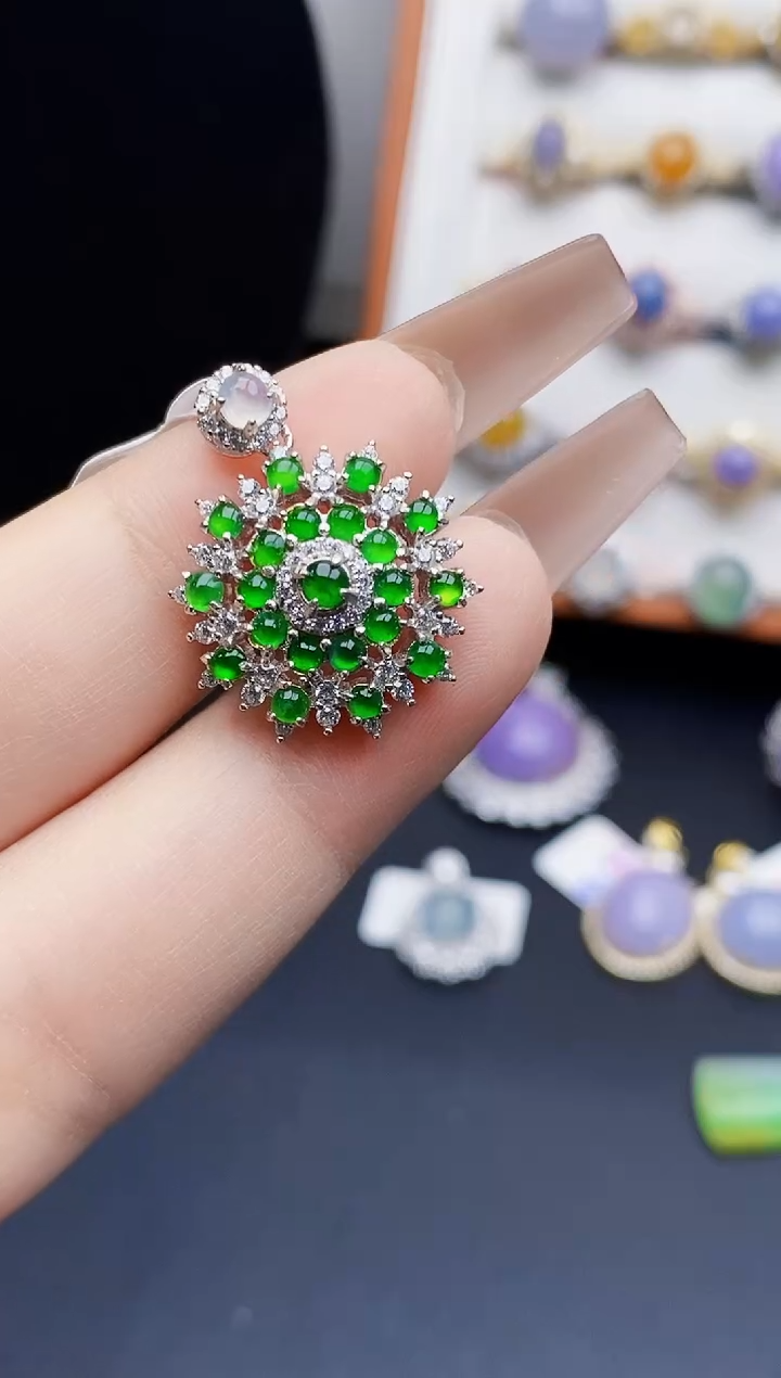 银S925镶嵌戒指翡翠0190