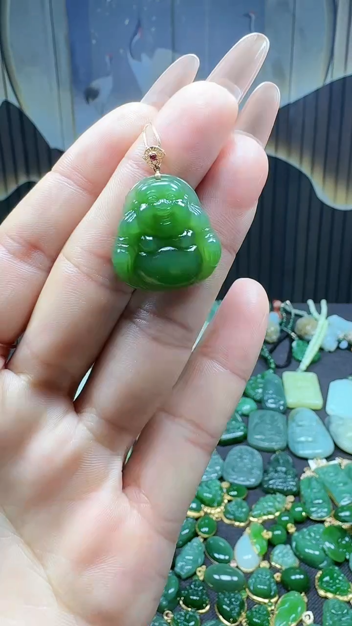 【闪购商品】和田玉吊坠(不含链)18K金镶嵌1