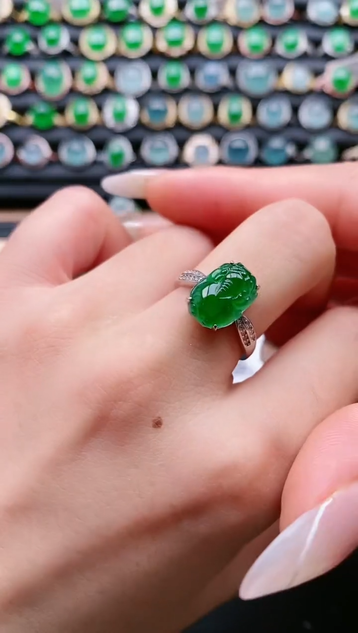 【闪购商品】翡翠戒指银S925镶嵌1111