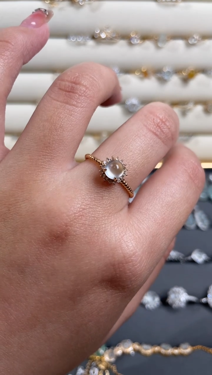 【闪购商品】翡翠戒指18K金镶嵌戒指