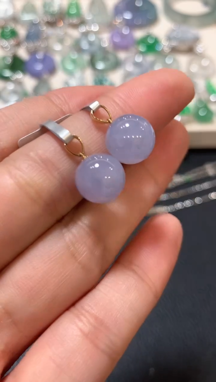 吊坠(不含链)18K金镶嵌翡翠z3紫色有色差多样性一件发货