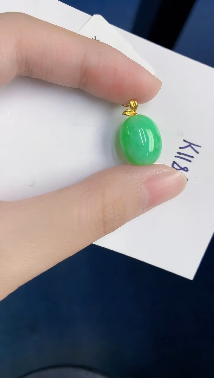 颈饰18K金镶嵌翡翠天然翡翠缅甸A货