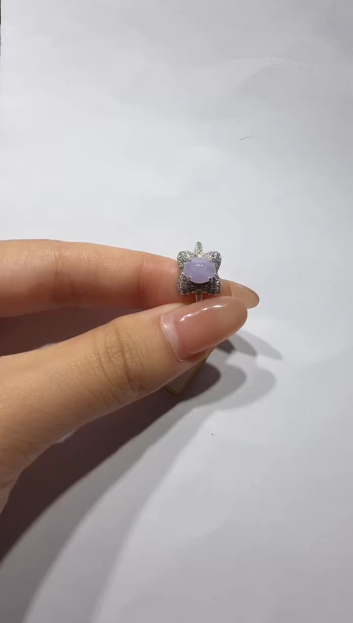 银S925镶嵌戒指翡翠通体925银镶缅甸A货翡翠戒指