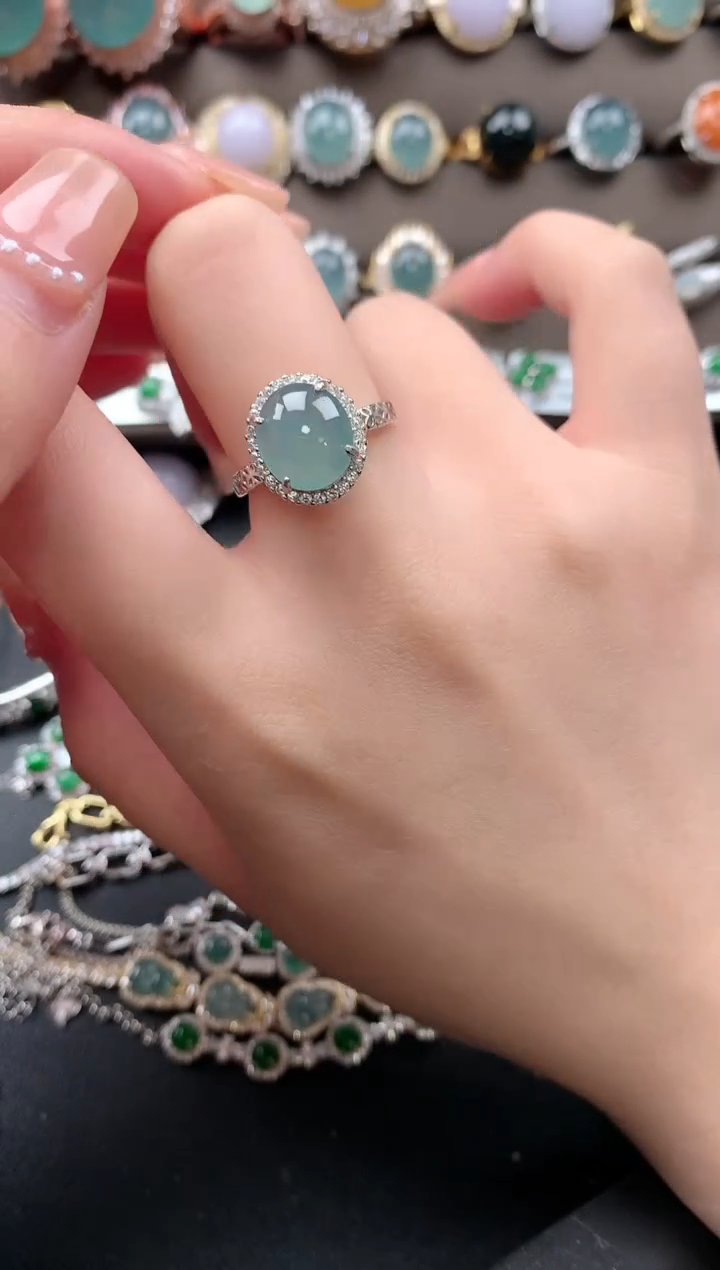 【闪购商品】翡翠戒指银S925镶嵌52141