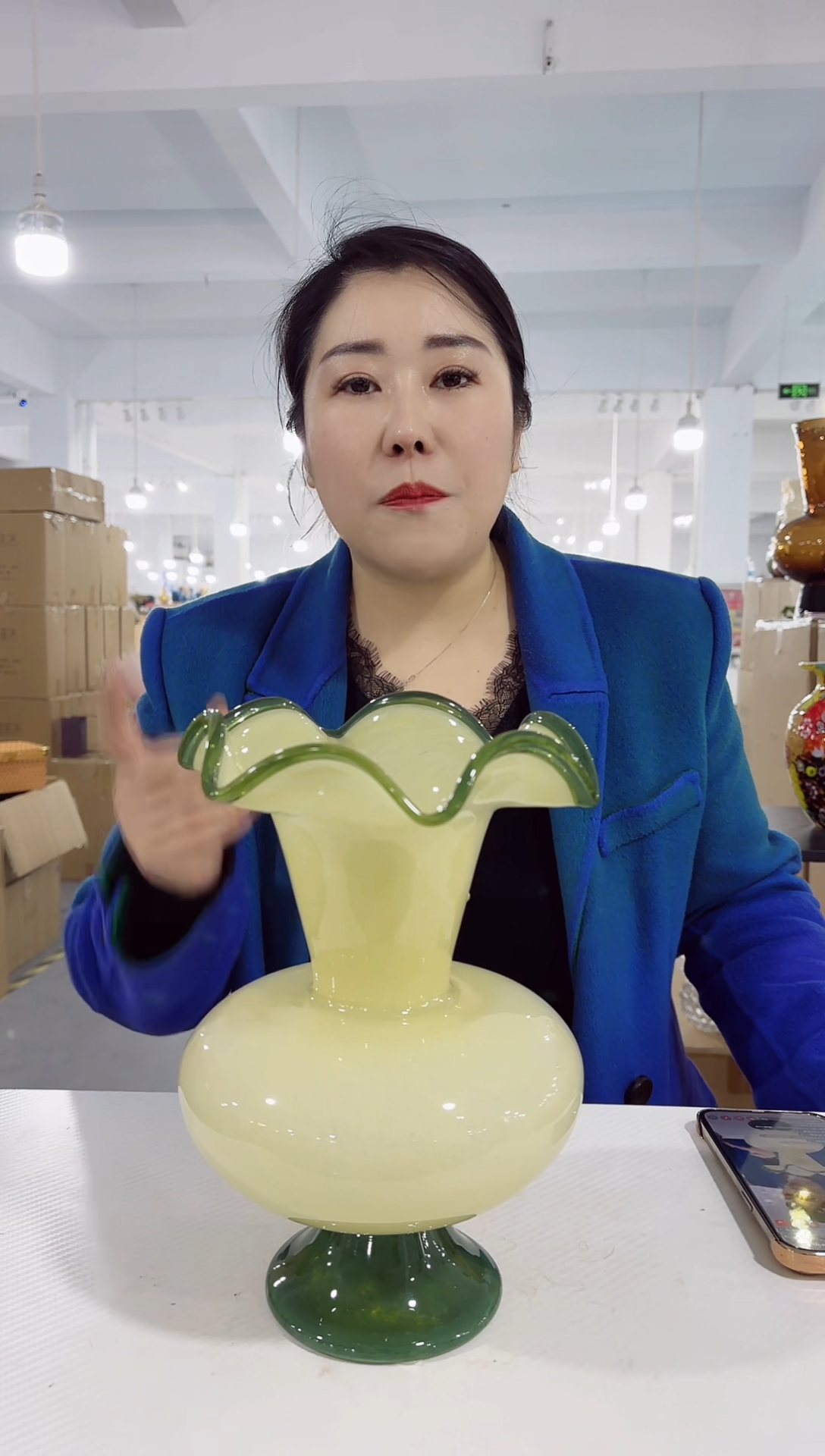 【闪购商品】玻璃YS-高脚绿边丰登