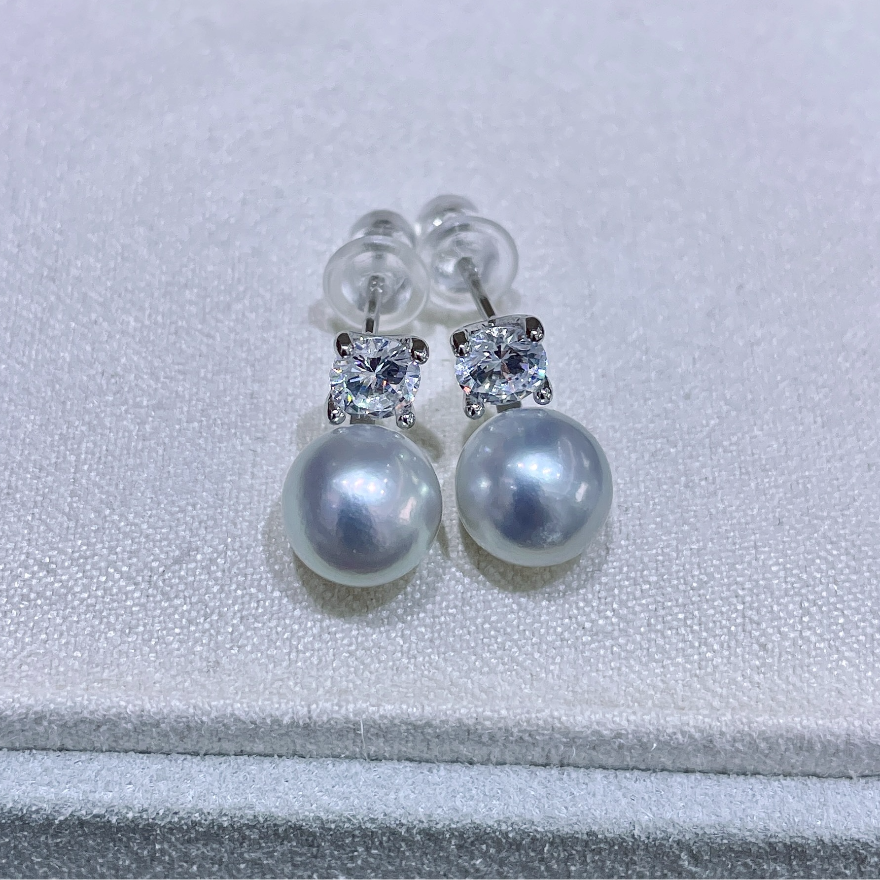 海水真多麻珍珠 S925银经典王妃款珍珠耳钉 7-8MM