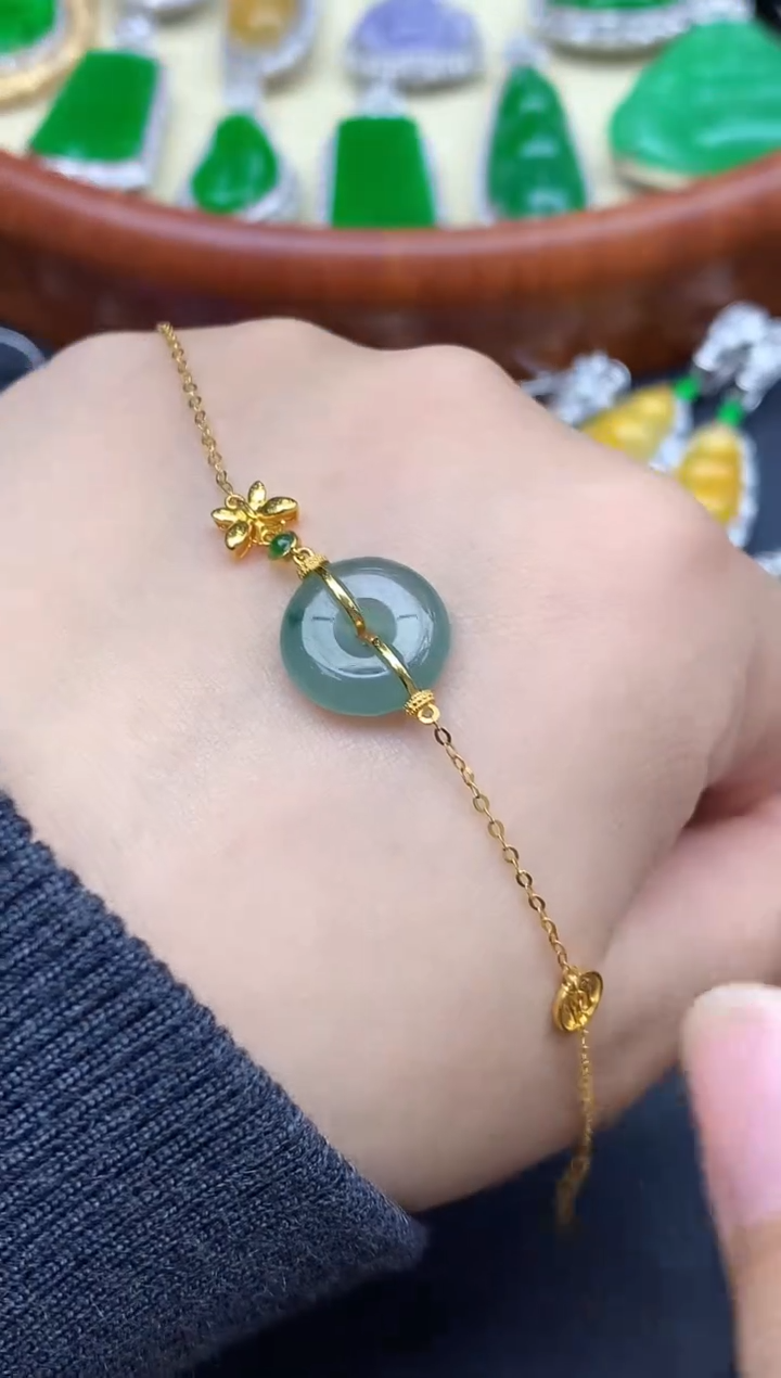 18K金镶嵌手链翡翠227-中国好珍宝