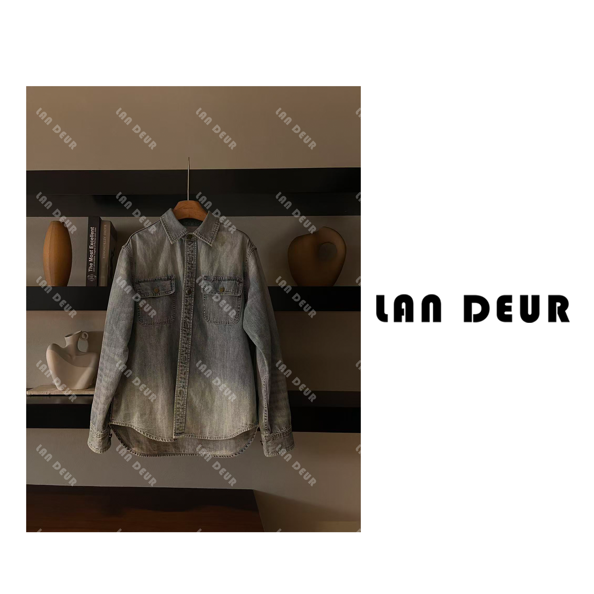 【丁香海棠】小众水洗复古宽松经典不规则下摆牛仔衬衫外套女