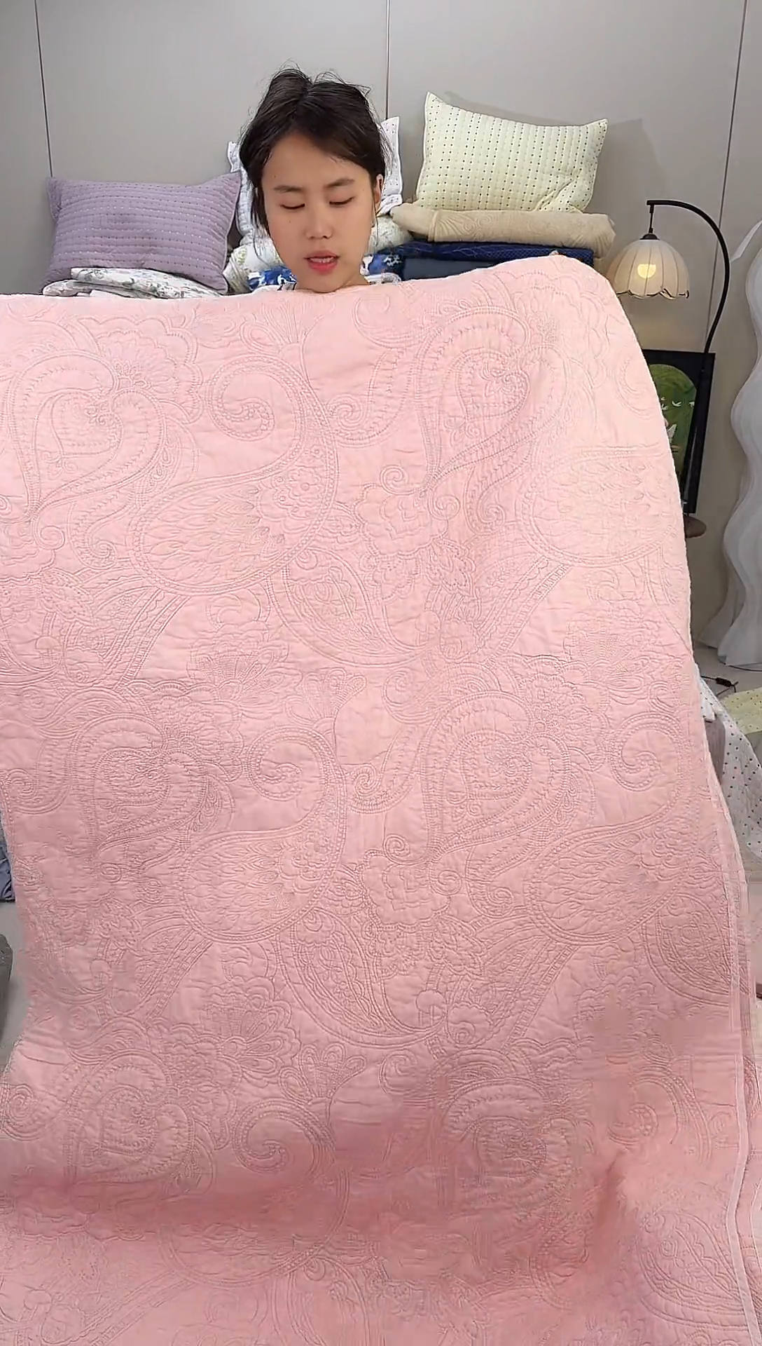 棉纯棉粉色腰果花220*240