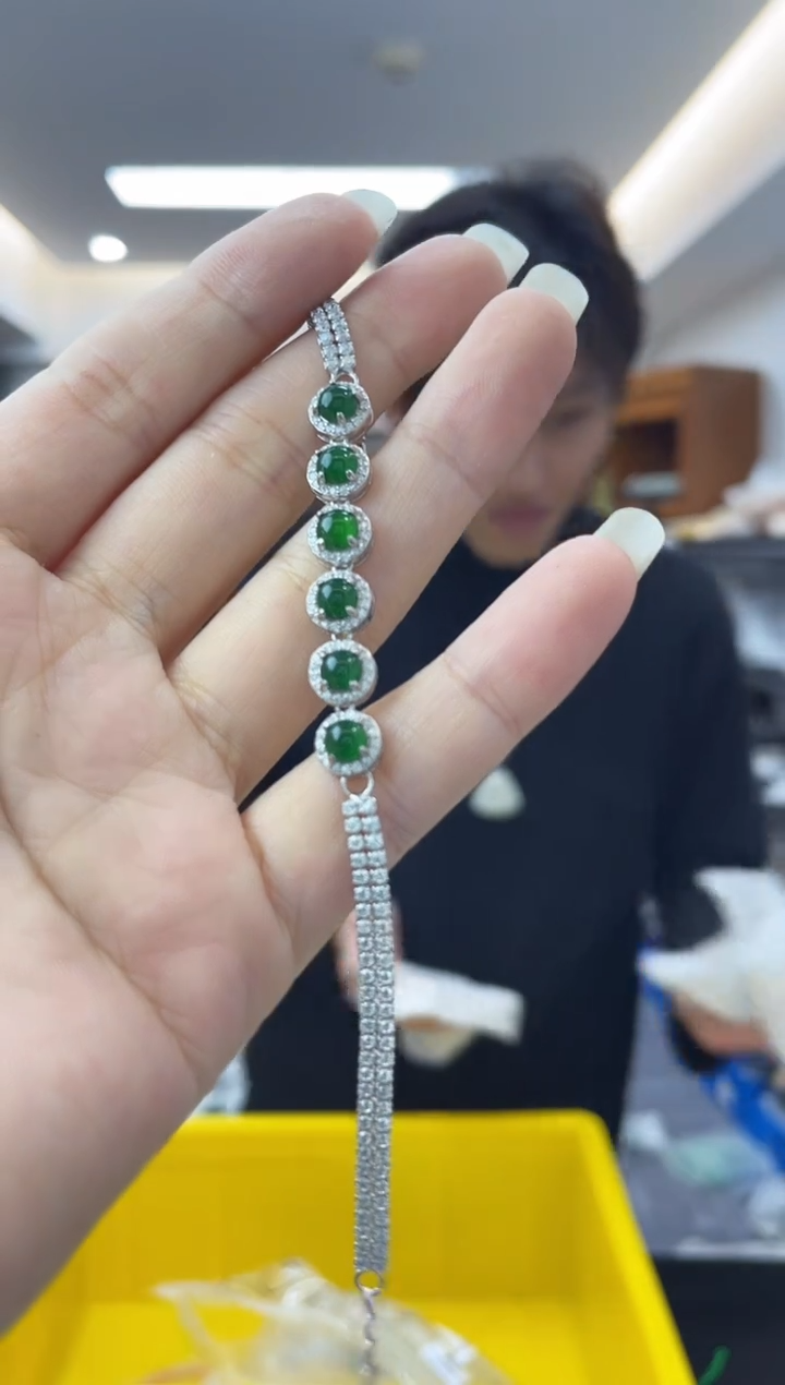【闪购商品】翡翠手链银S925镶嵌多样性一件发货