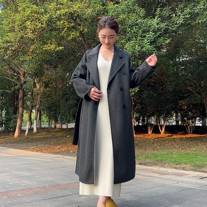 外套大衣女气质轻奢时尚新年战袍网红韩版宽松过膝长款毛呢外套