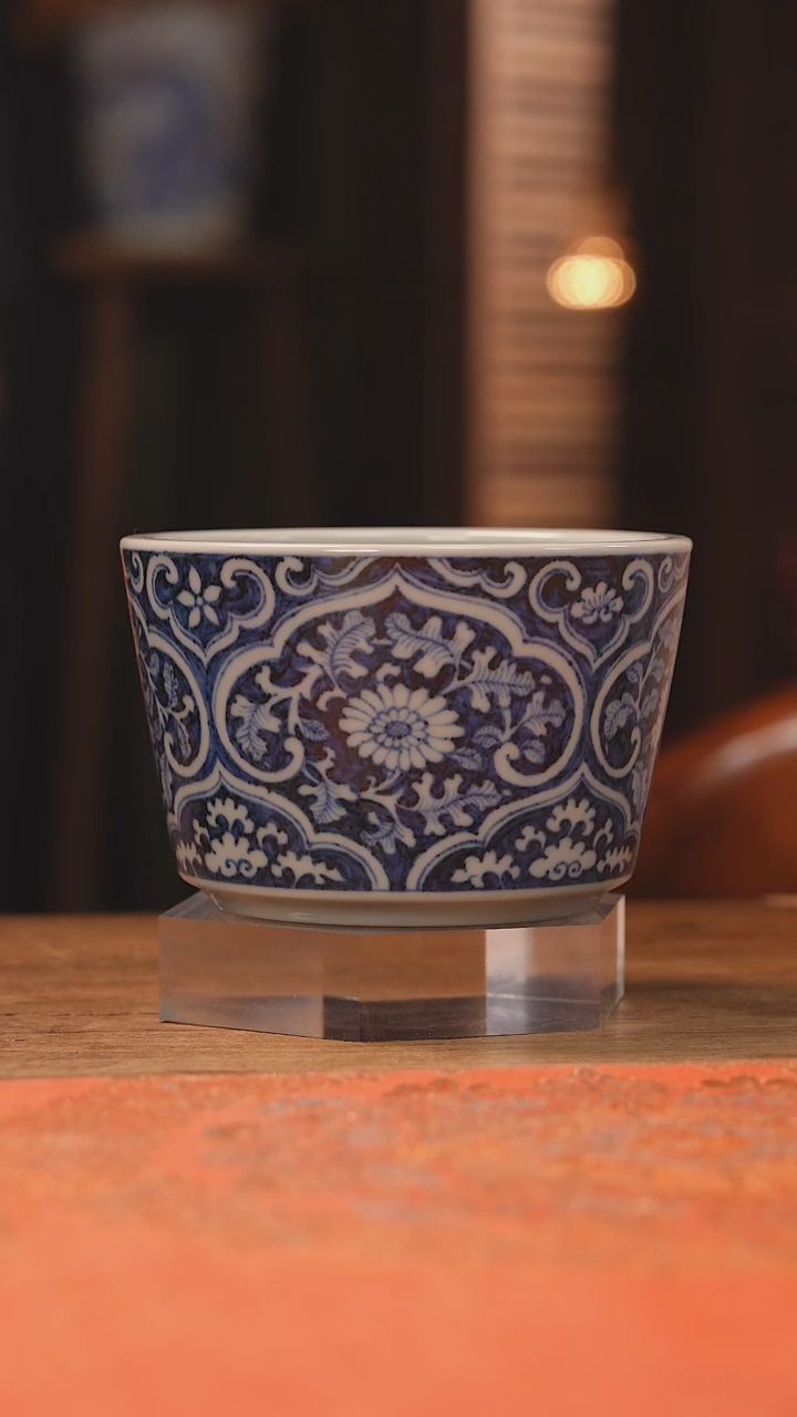 【闪购商品】杯余志剑造 蓝地云肩缠枝花泡面桶