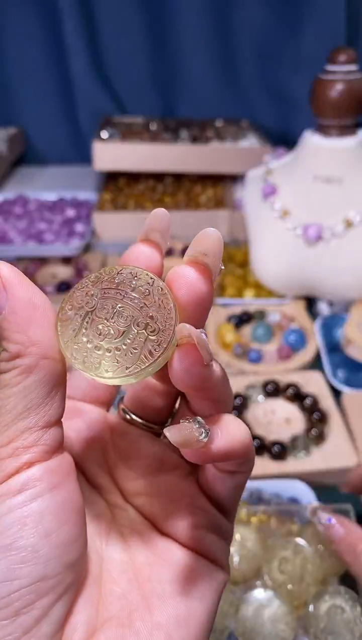 未镶嵌手串水晶黄水晶扎基圆拍单颗