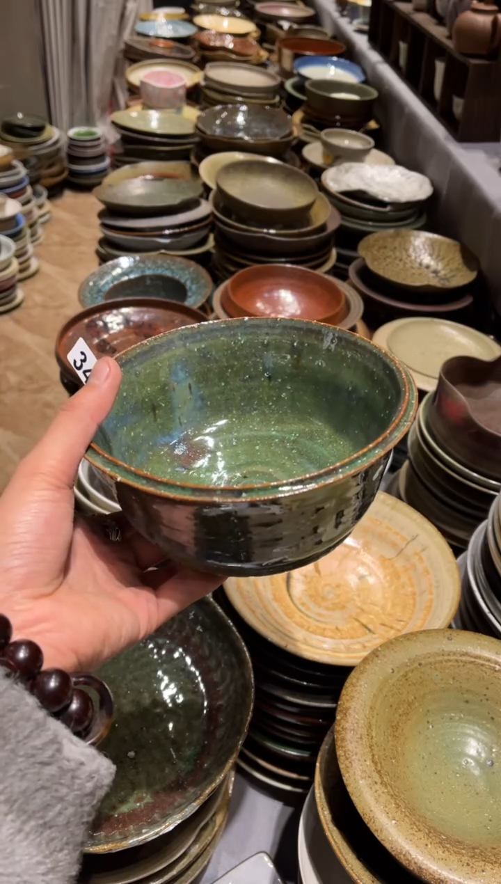 【闪购商品】瓷片347   粗陶绿面碗1个