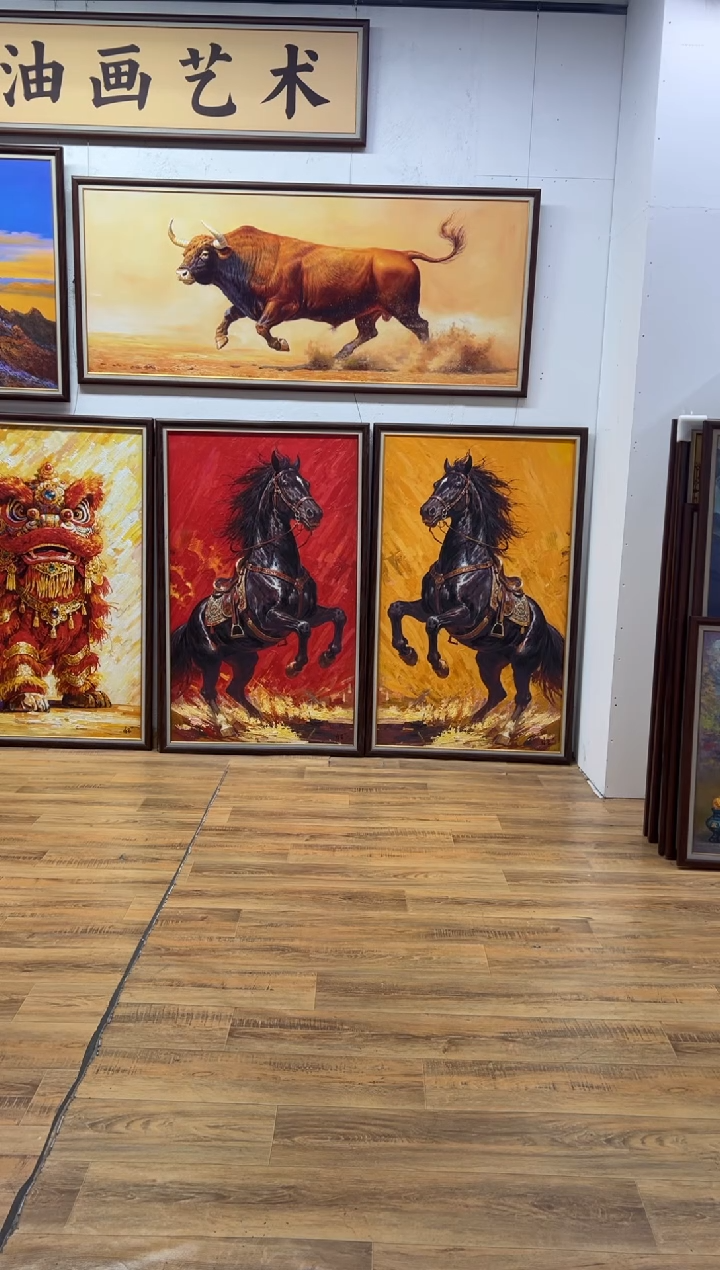 油画牛*门牛气冲天原创艺术油画办沙发背景高级版画挂画