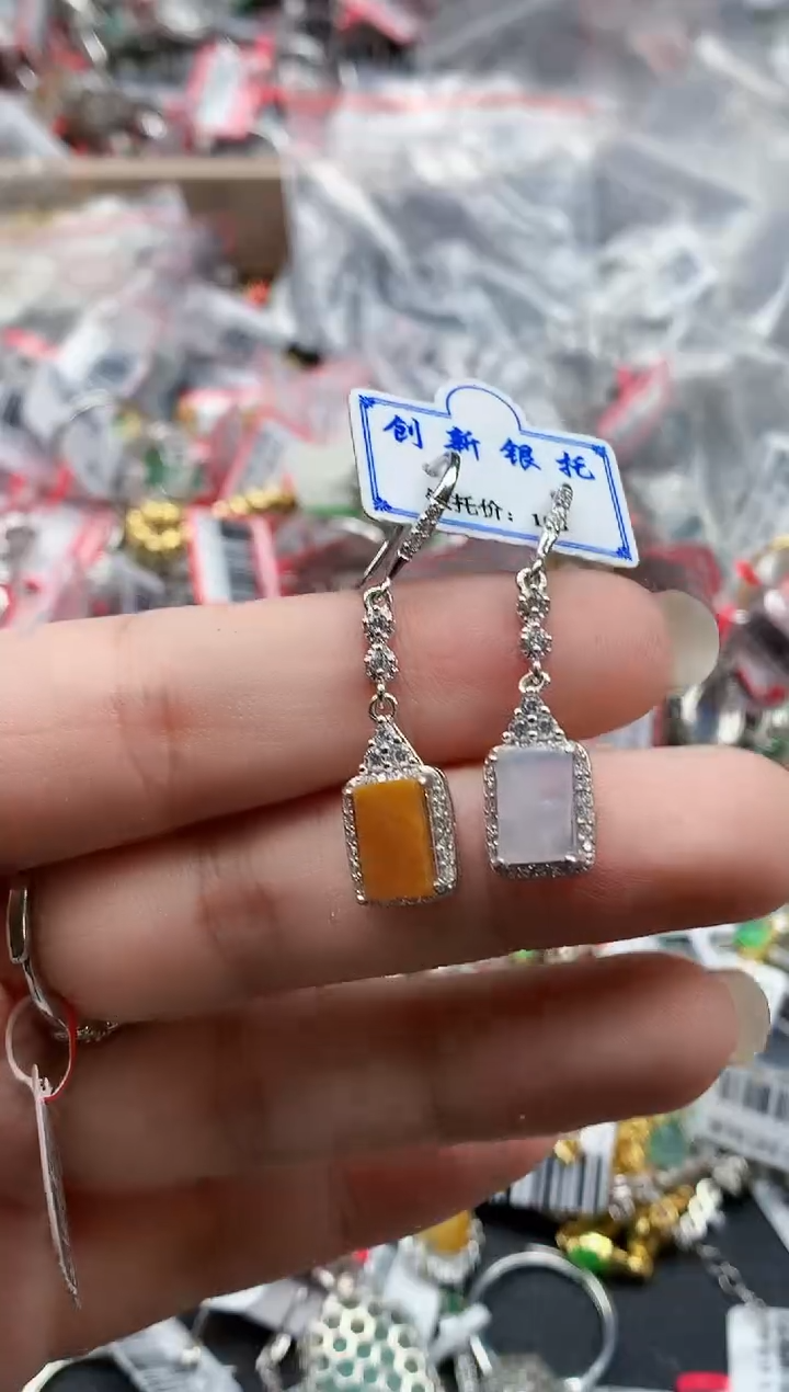 银S925镶嵌戒指翡翠天然A货缅甸翡翠
