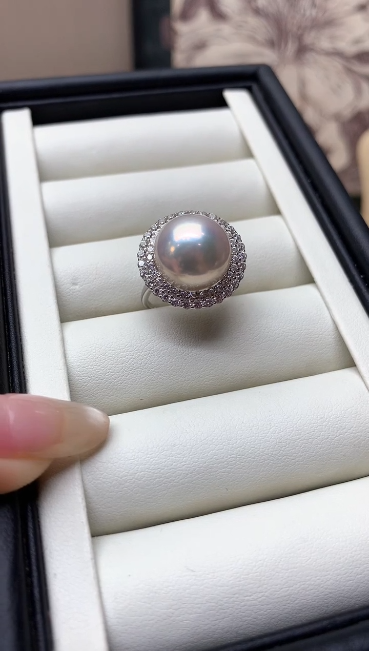 戒指银S925镶嵌淡水珍珠S925银淡水珍珠戒指