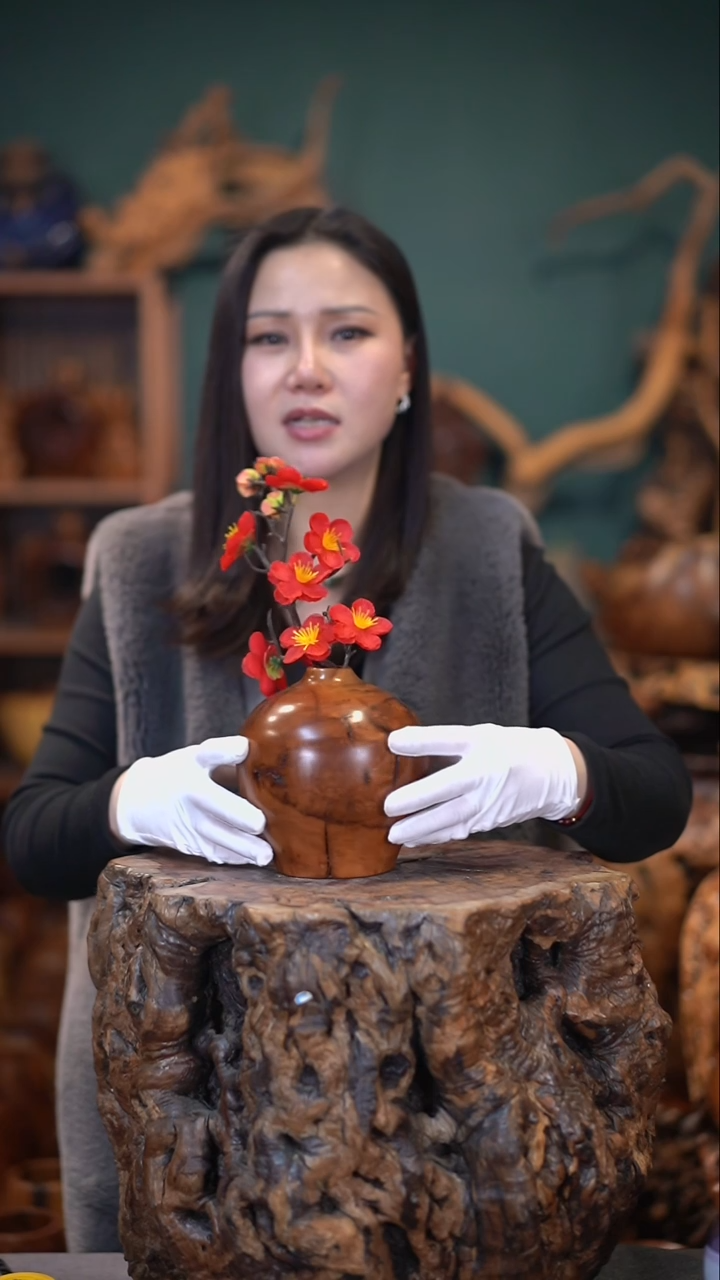 【闪购商品】枣木雷击枣木石榴瓶