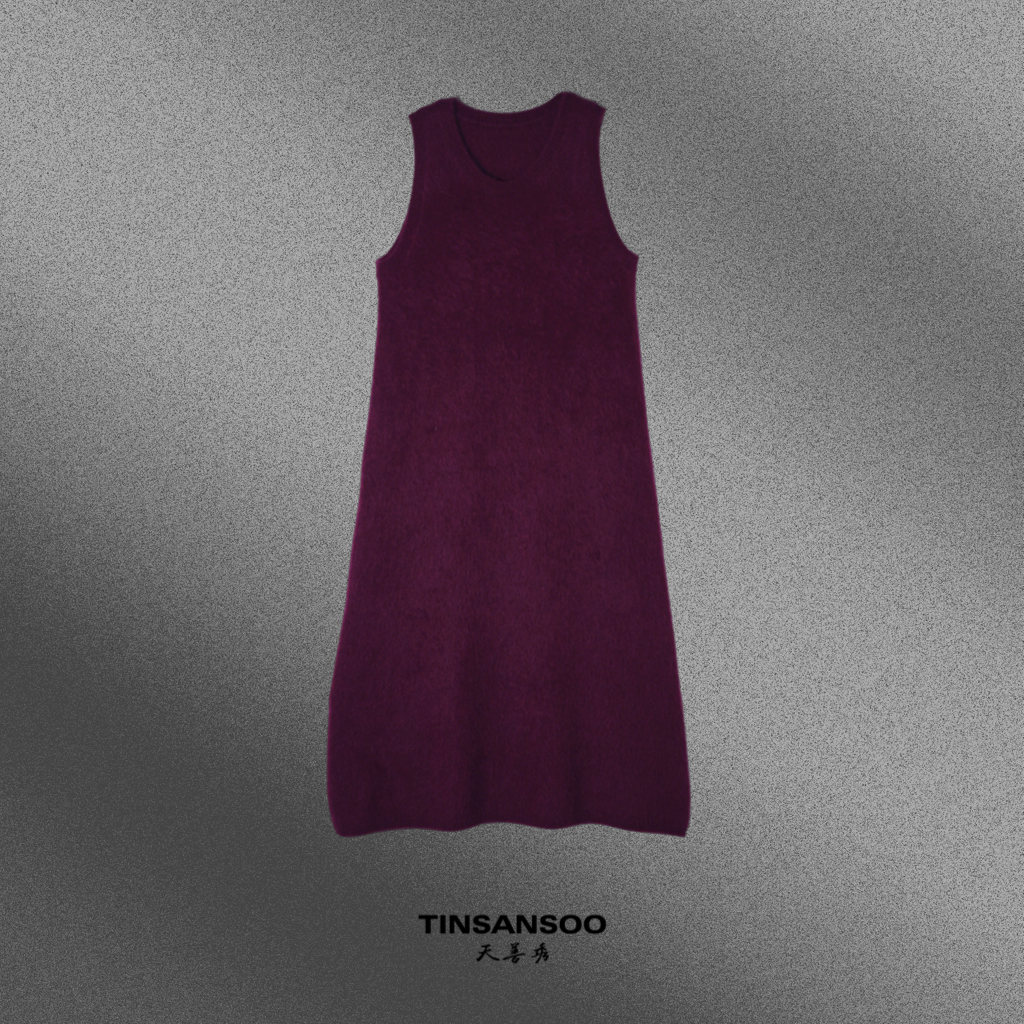 天善秀/2025秋冬100牦牛绒拉绒无袖气质显瘦百搭针织连衣裙