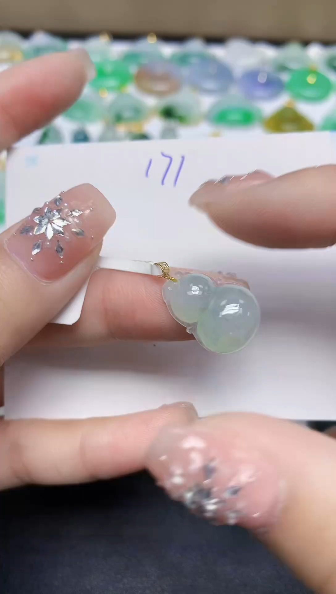 颈饰18K金镶嵌翡翠天然缅甸翡翠A货翡翠百元以上9元证书费自理