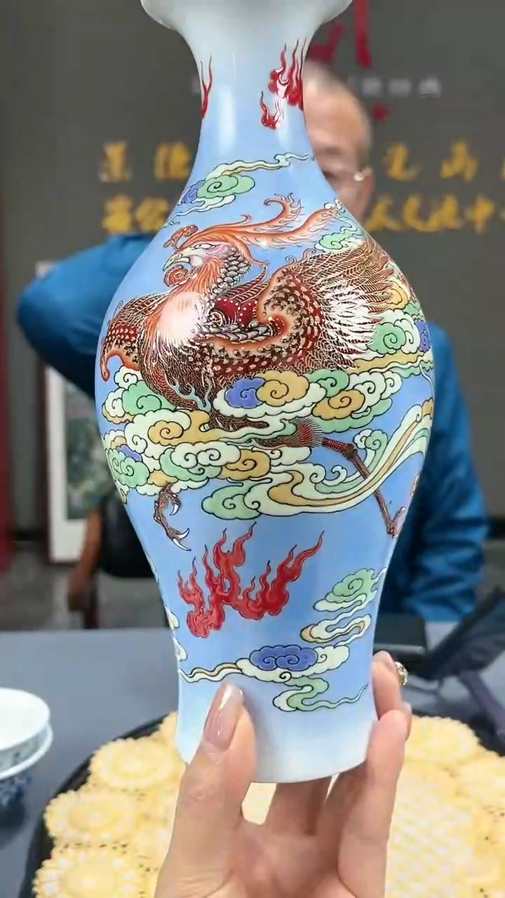 【闪购商品】官窑瓷画院318官窑瓷画院凤凰赏瓶