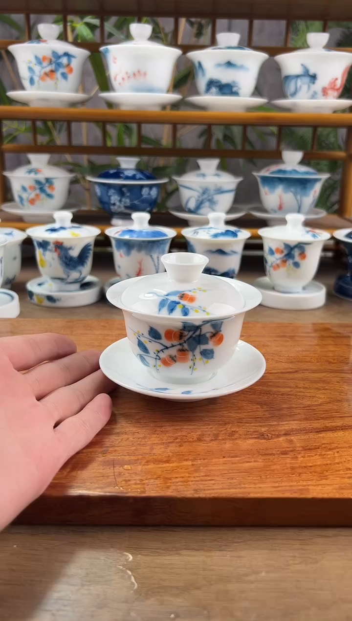 【闪购商品】微瑕柿子130ml三才盖碗