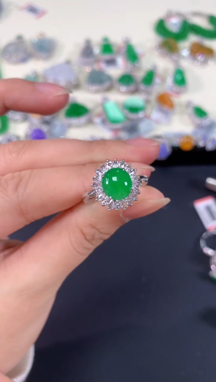 翡翠18K金镶嵌戒指C681|19800