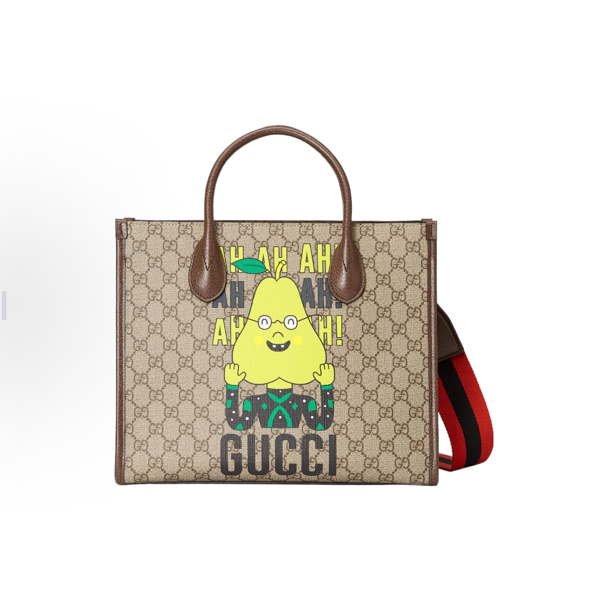 99新 GUCCI/古驰 梨印花Supreme帆布托特包手提单肩斜挎包