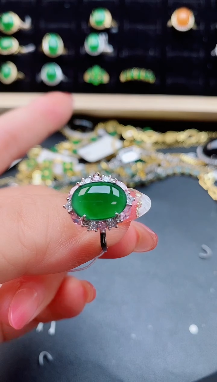 【闪购商品】翡翠戒指银S925镶嵌50000