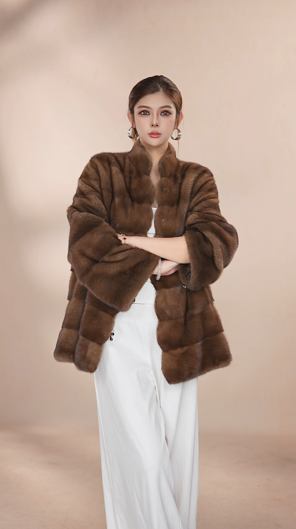 【小Z】WX2506立领貂皮75衣长进口整貂天鹅绒品质皮草水貂外套女
