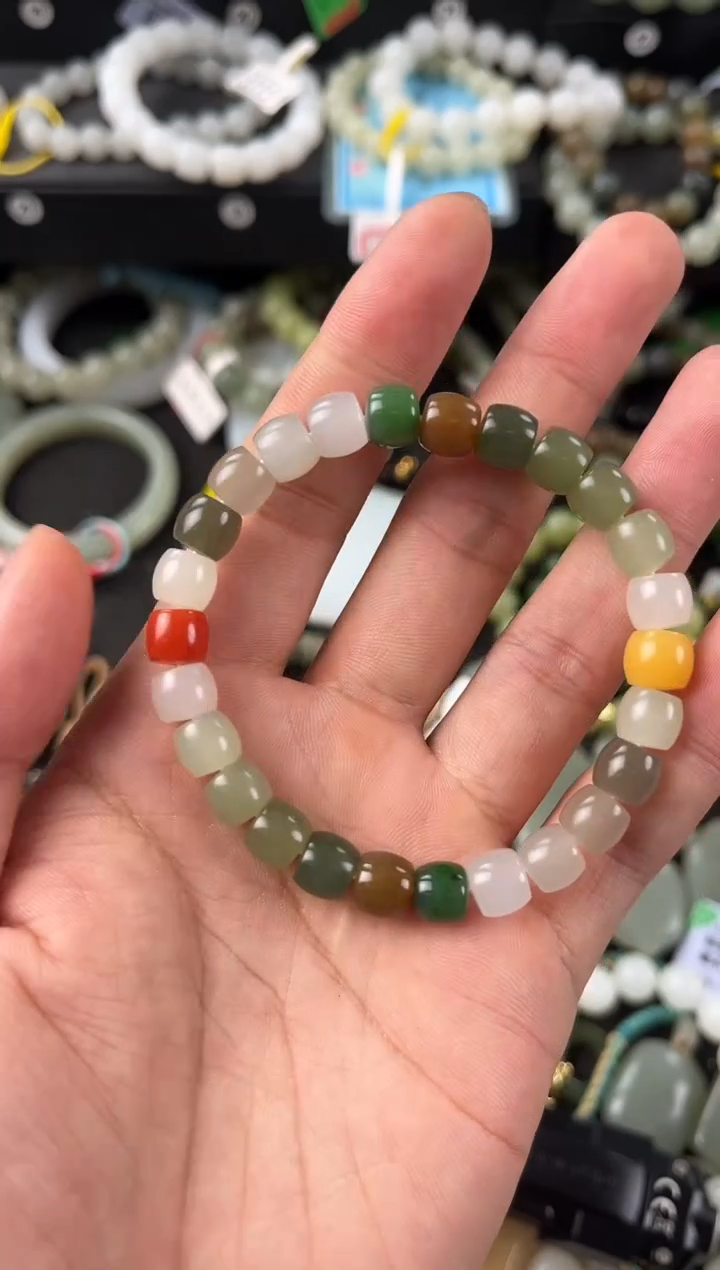 【闪购商品】和田玉手串未镶嵌多宝直切手串卡8微色差（青海料为主）