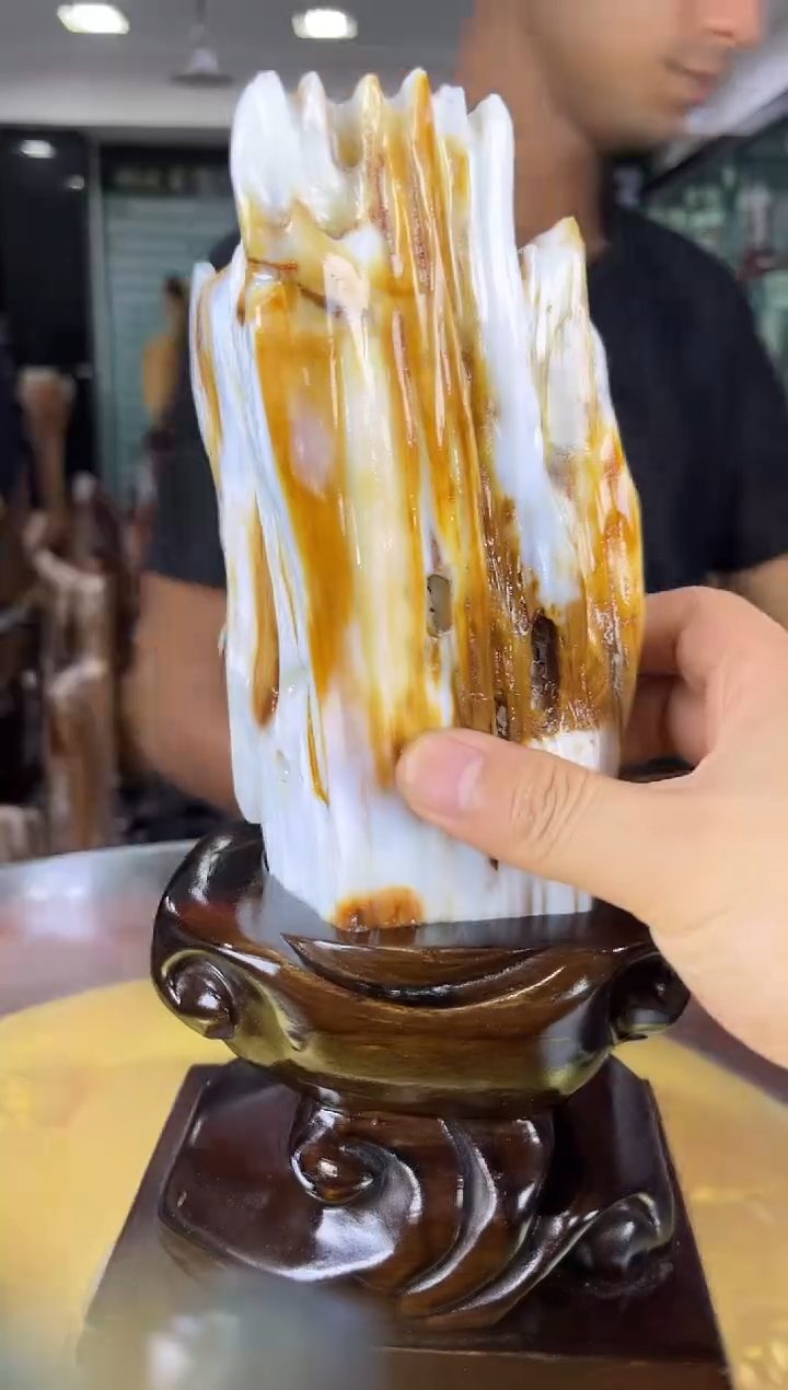 缅甸天然树化玉精品摆件