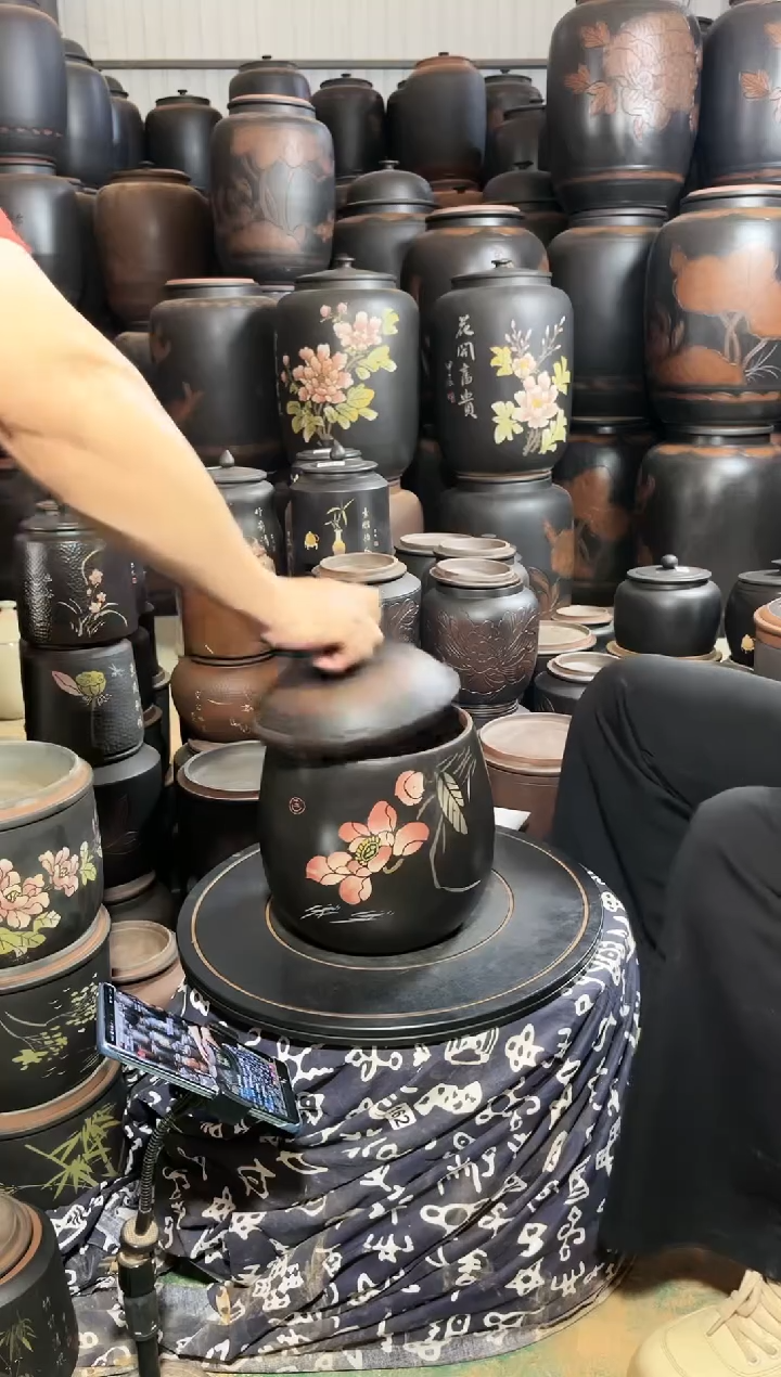 壶完品茶叶罐 彩填大龙蛋  054