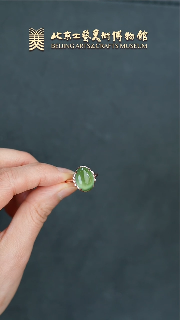 【闪购商品】和田玉戒指银S925镶嵌B0208GMD335碧玉猫眼戒指