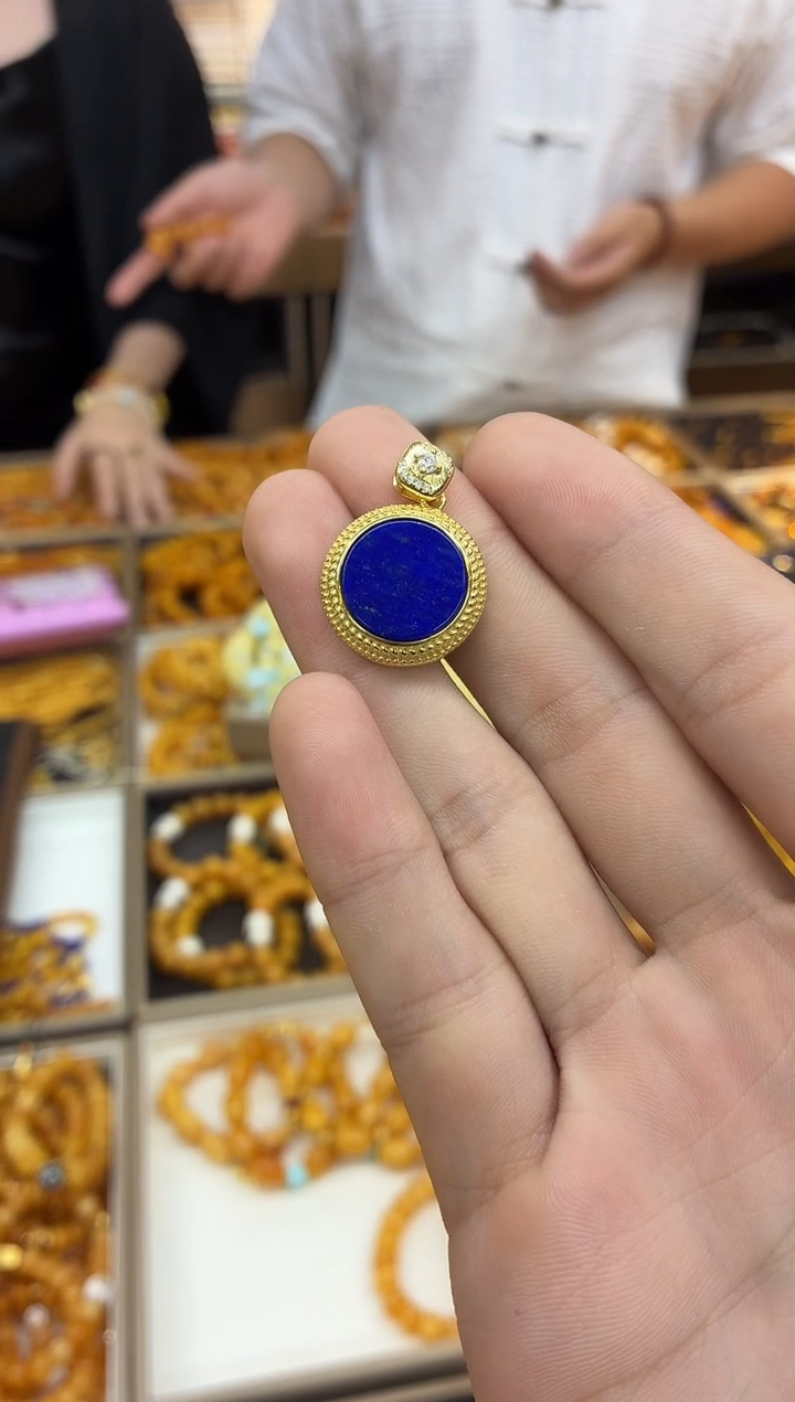 青金石银S925镶嵌吊坠多样性发一