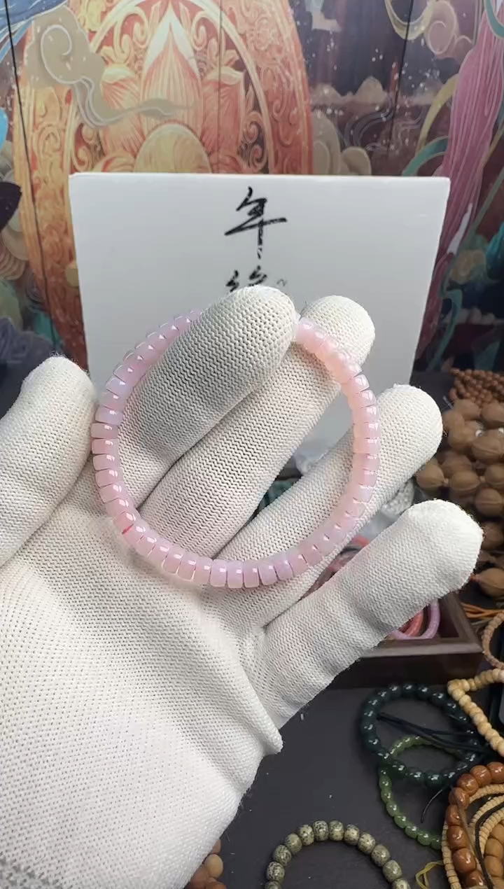 手串橄榄核粉串---45